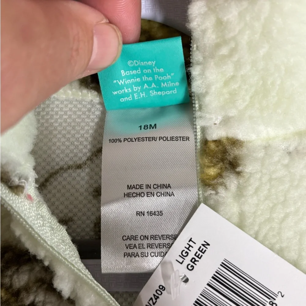 Disney Baby Winnie the Pooh Sherpa Fleece Jacket Light Green‎ 18M NWT